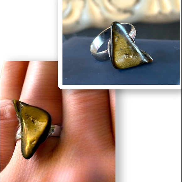 Gorgeous Natural Tumbled Amber Stone Ring Adjustable Band - Picture 3 of 16